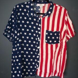 Plus American Flag Button-Up